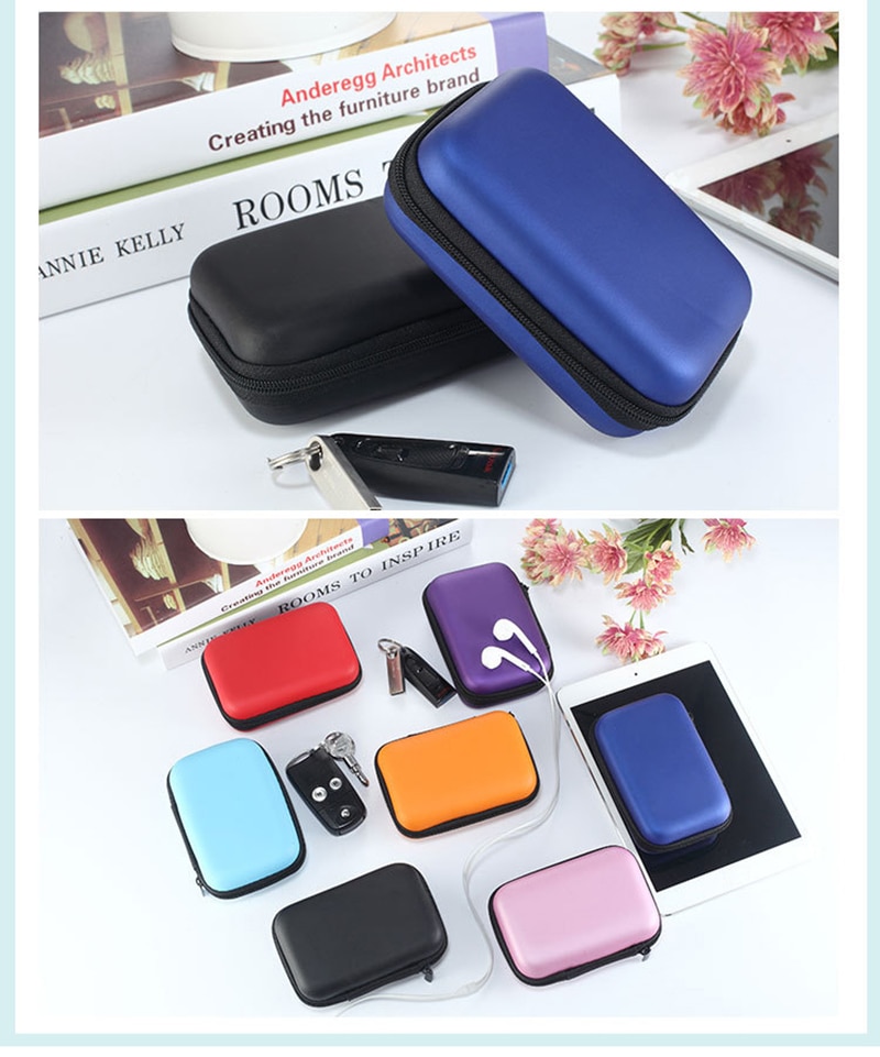 Estuche para auriculares EVA, estuche para auriculares con cables, estuche para guardar bolsas, estuche resistente al agua, estuche con cremallera, dispositivo de viaje