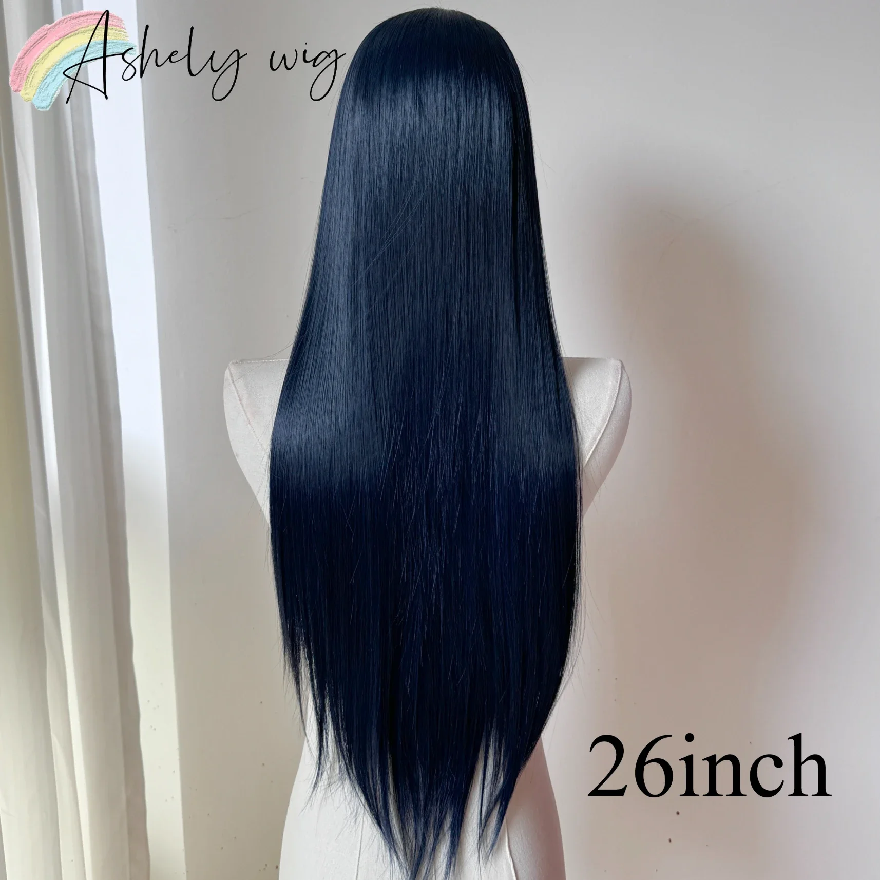 Blue Wig Long Straight 13x4 Dark Blue Glueless Lace Wigs for Woman Natural Heat Resistant Fiber Hair Synthetic Lace Front Wigs