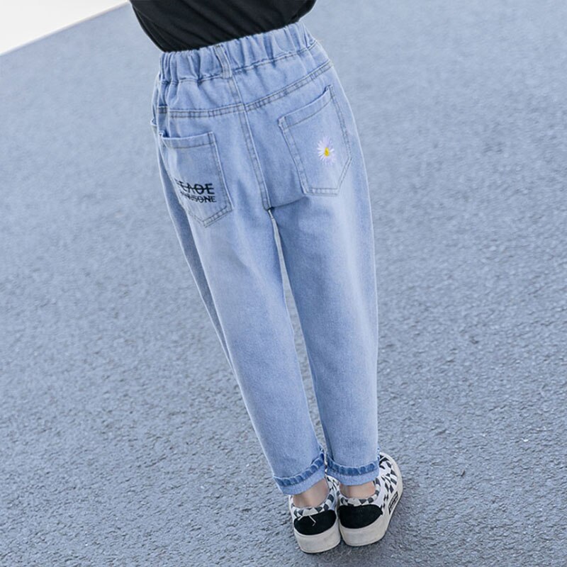 Pantalones vaqueros holgados e informales para niña, pantalón lavado, ropa de otoño para niña de 3, 8, 10, 12 y 14 años