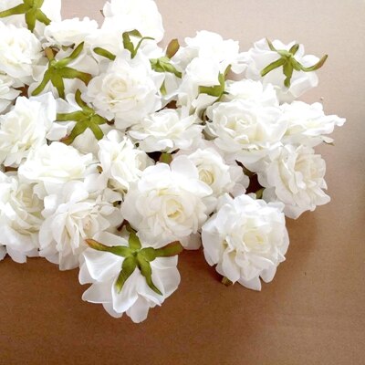 10PCS artificial flower head 10cm rose wedding flower basket decoration DIY bridal wreath decoration accessories flowers: white 1