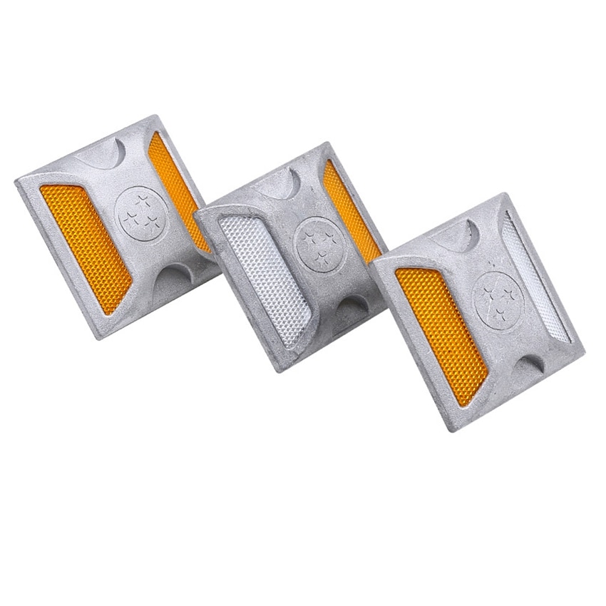 5pcs LED Road Guide Light Reflective Spike Cast Aluminum Beads Dual Protuberant Signpost Ground Reflective Spike Raised Sign