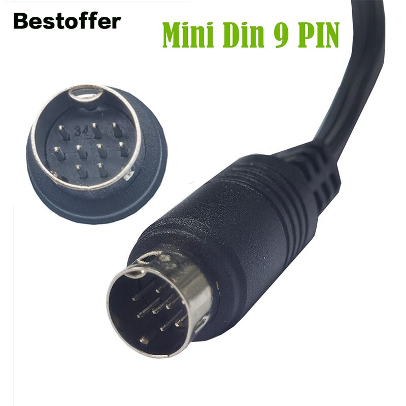 1.8M Mini Din 9-Pin Male Naar Dc 3*3.5Mm Male Adapter Kabel Voor Audio Ontvangers monitoring Apparatuur