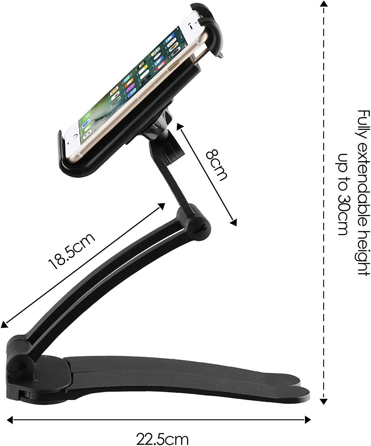 2-in-1 Tablet Stand - Foldable Aluminum Alloy Kitchen Mount & Desktop Holder - 360° Rotating for 4-11" iPad Mini