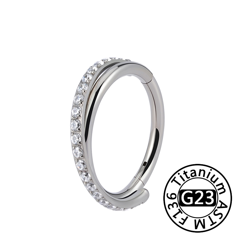 Astm F136 Titanium Neusring Piercing 16G Oorspiraal Hoepel Kraakbeen Oorbel Scharnier Diafragma Daith Clicker Ring Lichaam Sieraden: green / Rhodium Plated