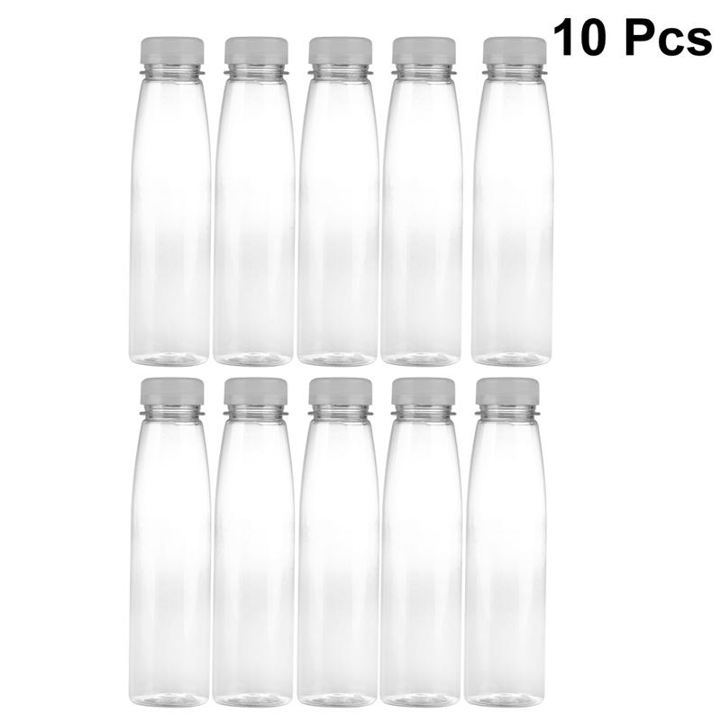 10 st 330ml tomma förvaringsbehållare klara sällskapsdjur flaskor plast dryck dryck flaska juice flaska burk med lock (svarta lock): Vit