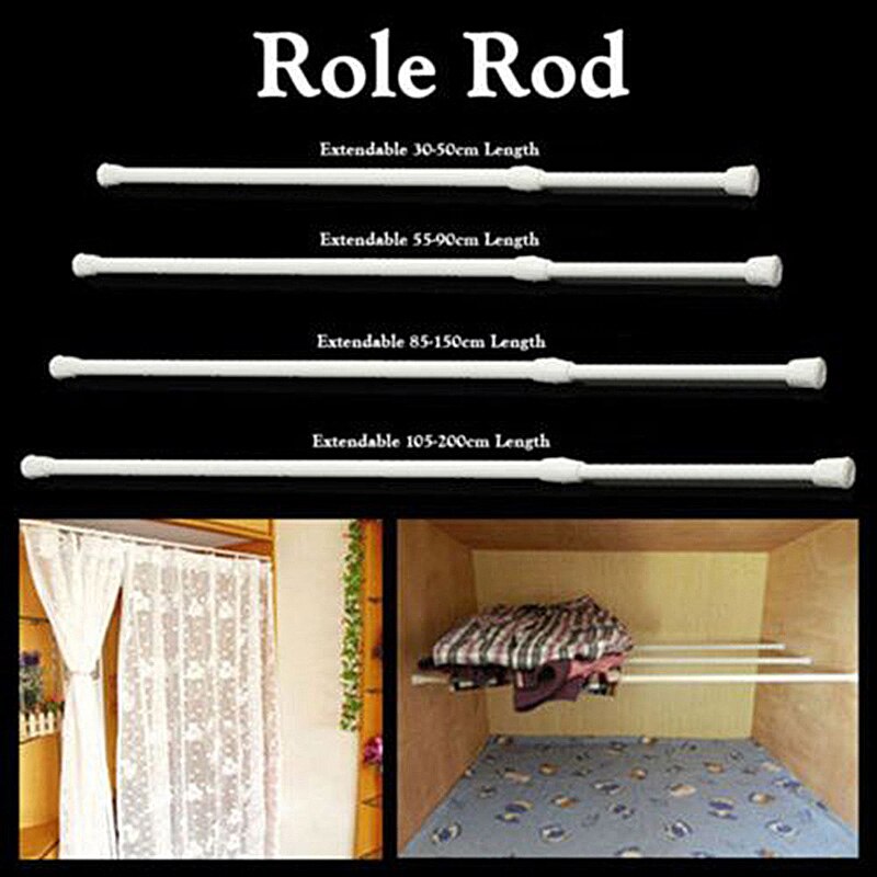 Curtain Rail Pole Rod Telescopic Tension High Carbon Steel Extendable For Bathroom GRSA889
