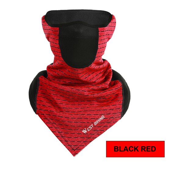 WEST BIKING-mascarilla de cara de ciclista para invierno, bufanda térmica cálida, máscara de esquí para exteriores, correr, escalada, Snowboard, forro polar resistente al viento, máscara para ciclismo: Black Red