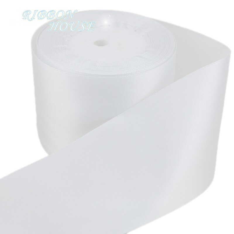 (5 Meter/Roll) 3 "(75Mm) enkel Gezicht Satijnen Lint Singels Decoratie Kerst Linten: WHITE