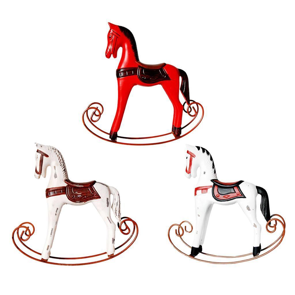 Wooden Mini Rocking Horse Craft Decoration Nordic Style Wooden Crafts Ornaments