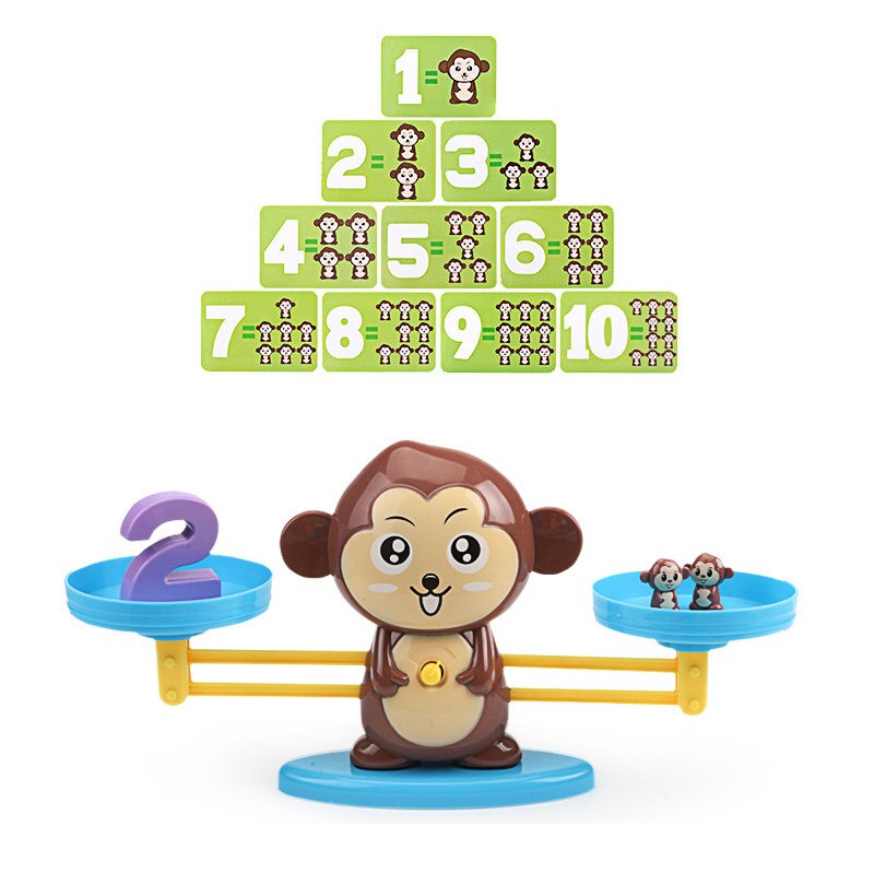 Singe Balance numérique Balance jouet apprentissage précoce équilibre enfants illumination numérique Addition et soustraction mathématiques échelles jouets