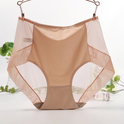 Sexy Ultra-thin Transparent Women Panties Large Sizes High Waist Traceless Perspective Mesh Underwear Plus Size Panties Xxxl: Skin