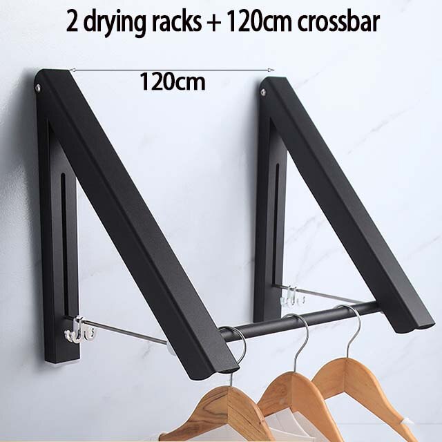 Porte-linge mural en aluminium, support de séchage rétractable pour vêtements, gain de place à l'intérieur et à l'extérieur, corde à linge pour la maison: 2 drying racks-120-B