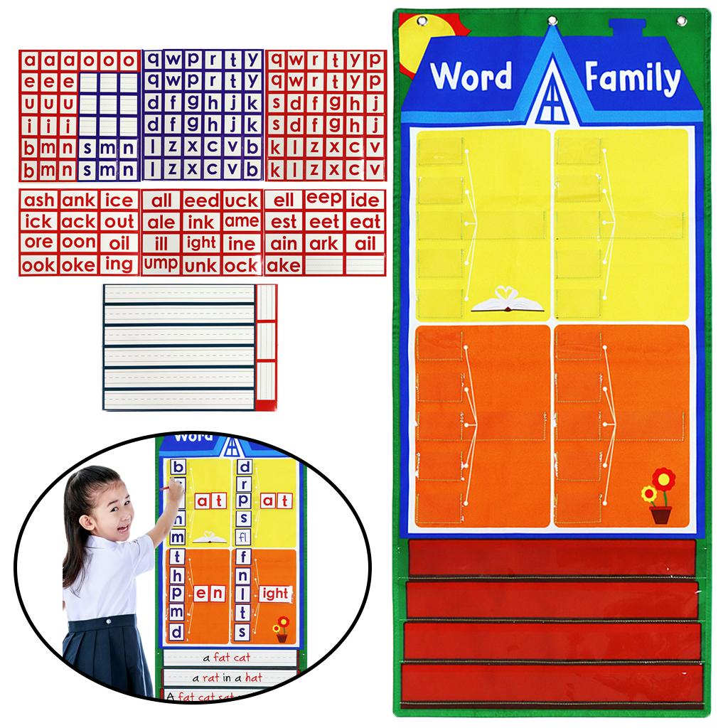 Chindren&#39;s English Learning Card Pocket Chart Kindergarten Kids Preschool Teaching Aids