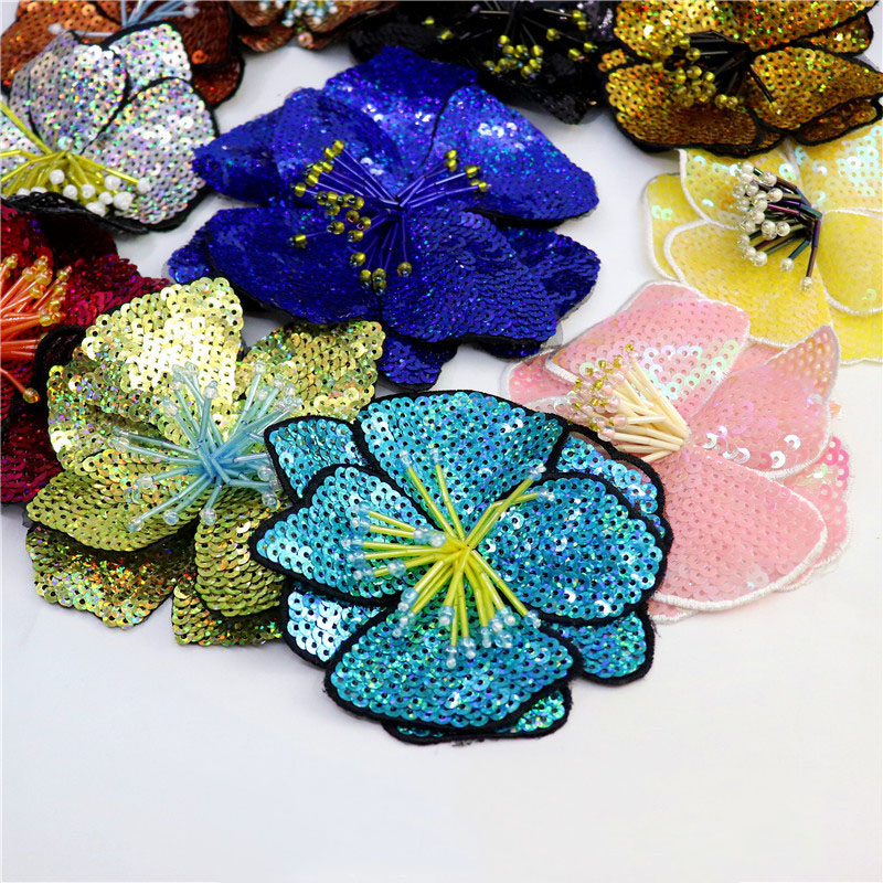 11Cm Twee Lagen Kleurrijke Pailletten Sticker Bloem Patch Naaien Kleding Decoratie Applique