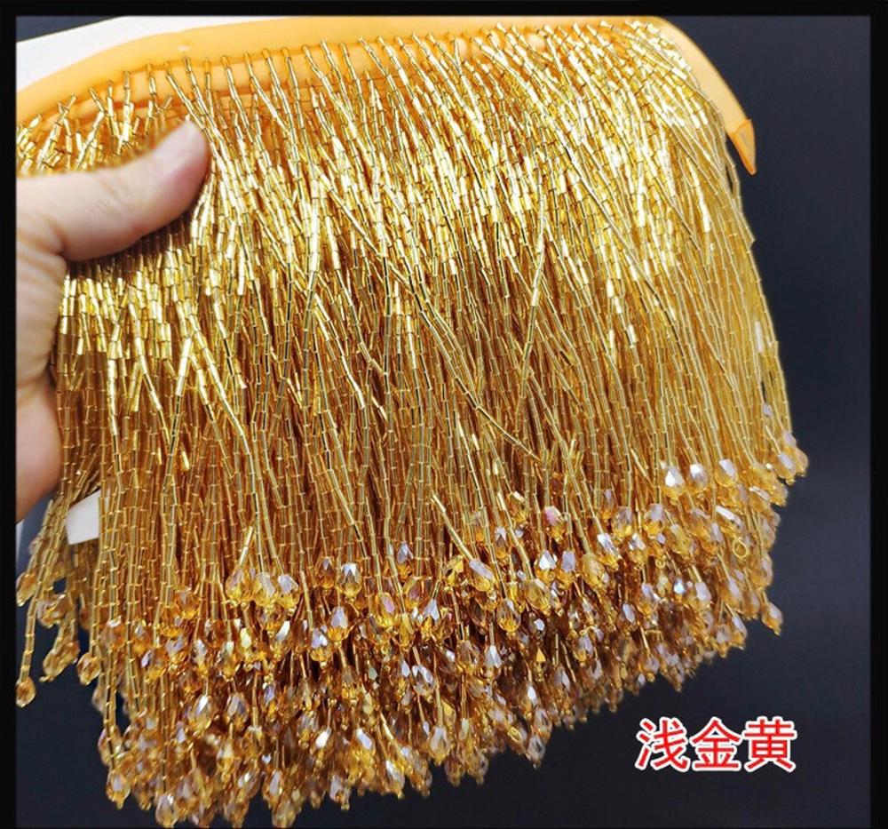 beaded fringe trim glass seed bugle tassel trim for dance costume, haute couture dress trimming, beading fringe