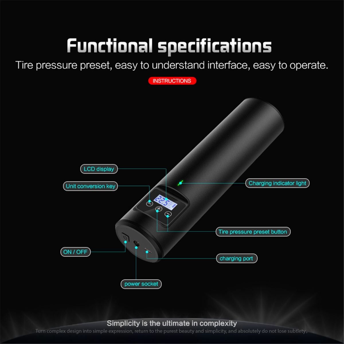 Portable 150PSI LCD Tyre Inflator Cordless Air Compressor Electric Pump Car Bike