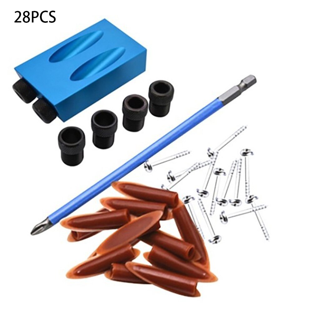 15 Degree Angle Woodworking Oblique Hole Locator Pocket Jig Kit Drill Guide Set Hole Puncher DIY Carpentry Tools Bits