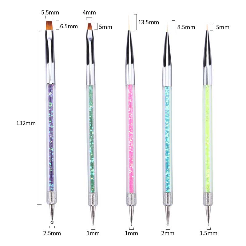 5/7/8 Stuks Nail Art Liner Tekening Pen Brush Diy Uv Gel Nail Lijn Strepen Schilderen Pen acryl Handvat Manicure Tool 7/9/11/15/20Mm: pattern 13