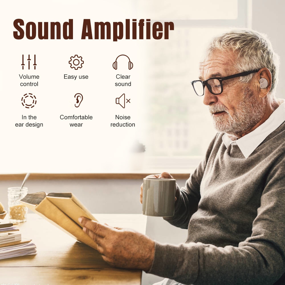 Audífono con batería para ancianos, amplificador de sonido ajustable, soporte auditivo, dispositivo para sordos