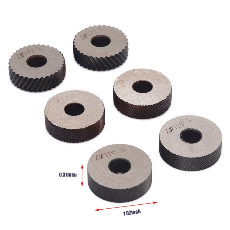 7pcs Dual Wheel Knurling Tool Kit 0.5mm 1mm 2mm Wheel Linear Pitch Knurl Set Steel Lathe Cutter Wheel Knurling Tool Set