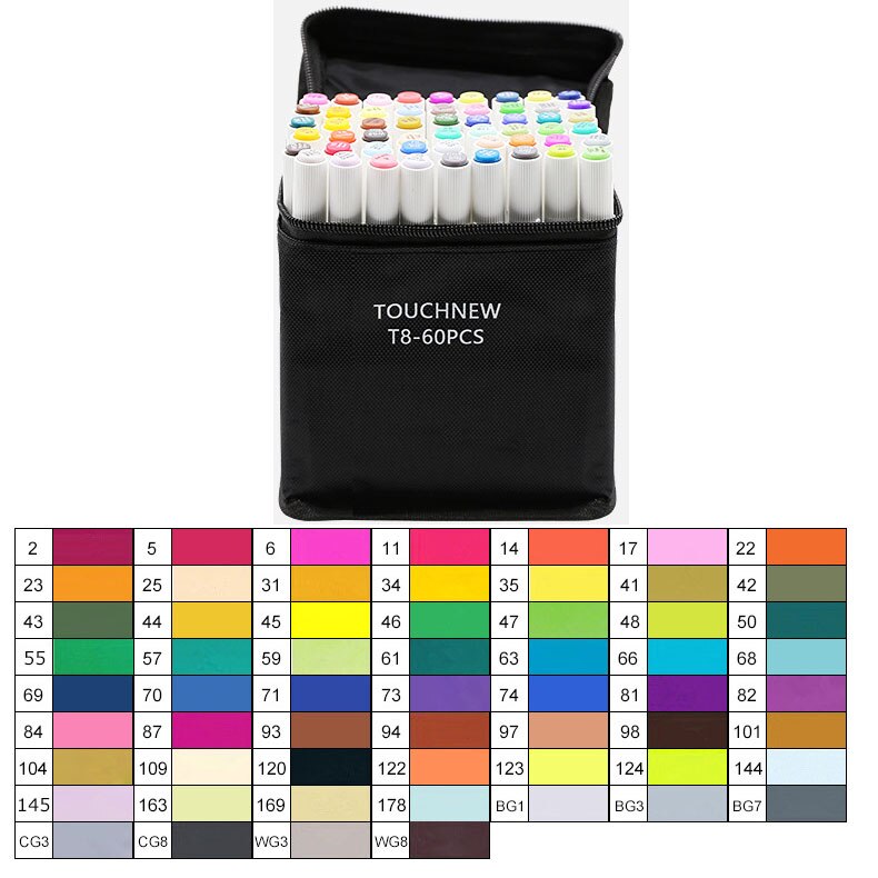 TOUCHFIVE 40/60/80 Coloring Markers Set for Kid Sc... – Grandado