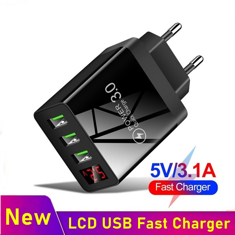 Réveil universel 48W, chargeur Multi USB QC3.0 6 ports USB, charge rapide sans fil, veilleuse rvb pour Smartphone tablette Ipad