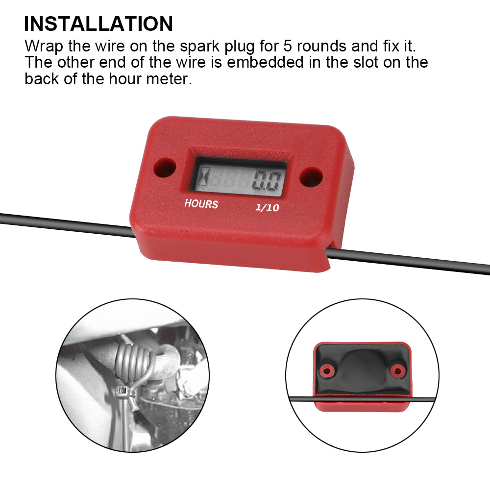 Engine Gauge Hour Meter Digital Hour Meter LCD Display Waterproof For Motorcycle ATV Gasoline Marine Snowmobile Portable