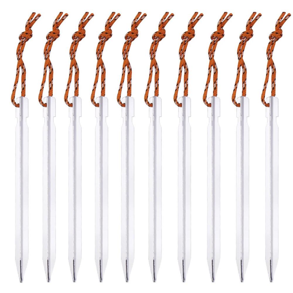 10 szt. Śledzie robić namiotu gwóźdź aluminiowe namioty z liną akcesoria kempingowe sprzęt na zewnątrz namiot podróżny budynek śledzie robić namiotu paznokci: srebro