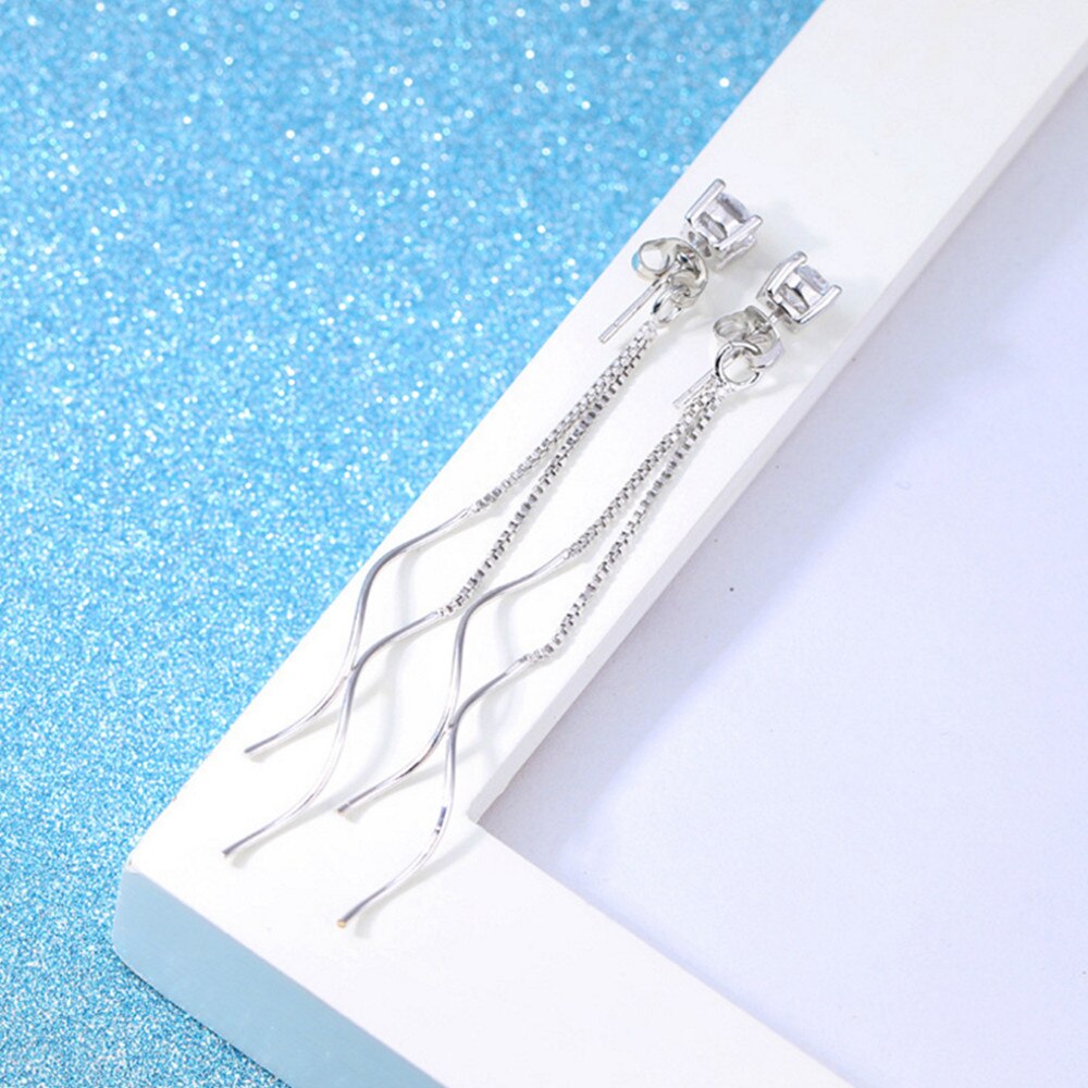 NEHZY S925 timbro gioielli in argento temperamento da donna sezione lunga filo per orecchio nappa femminile orecchini a quattro artigli zirconi cubici