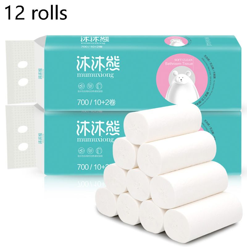 12 Rolls Silky, Smooth Soft Series Premium Home Toilet Paper, Kitchen Eco Friendly 100% Recycled Toilet Tis
