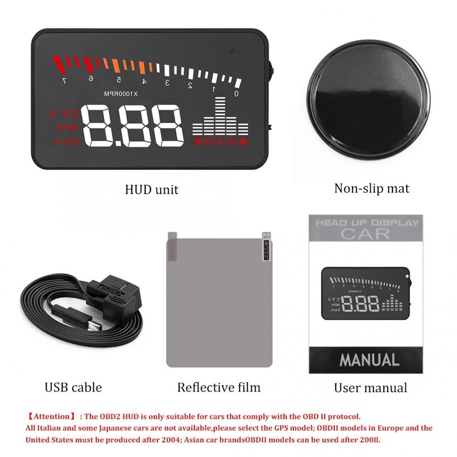 X5 HUD 3.5 inches Universal Car HUD Head Up Display ODB2 system with Alarm Warning Auto accessories