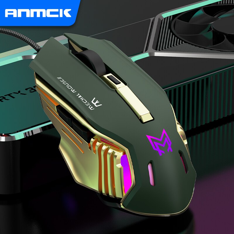 Anmck Pro Gamer Gaming Muis Programmeerbare Macro 8000Dpi Verstelbare Bedrade Optische Led Computer Muizen Usb-kabel Muis Voor Laptop pc: Deep Green