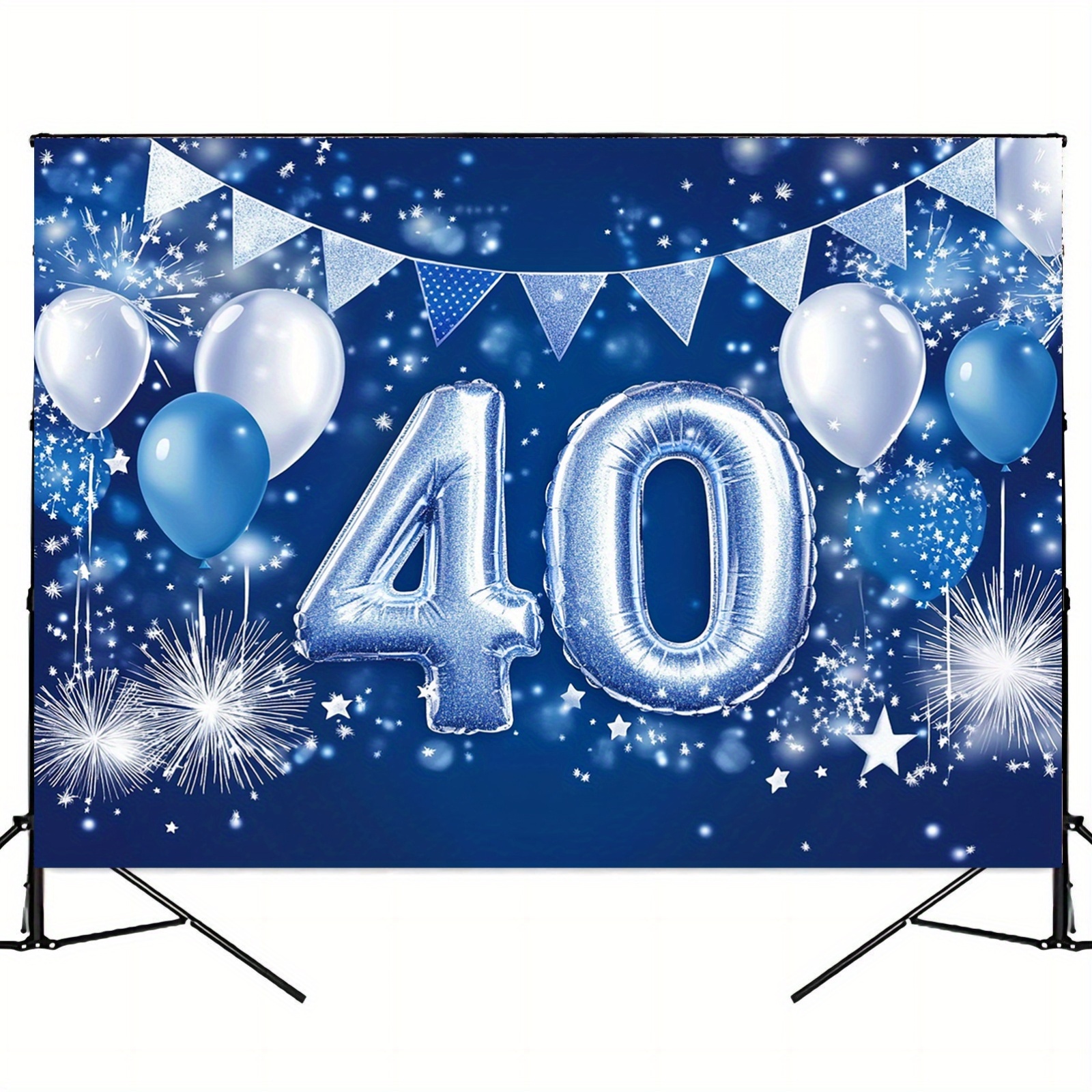 One, happy 40th birthday theme background photography, blue and silver happy 40th birthday wedding Christmas party background