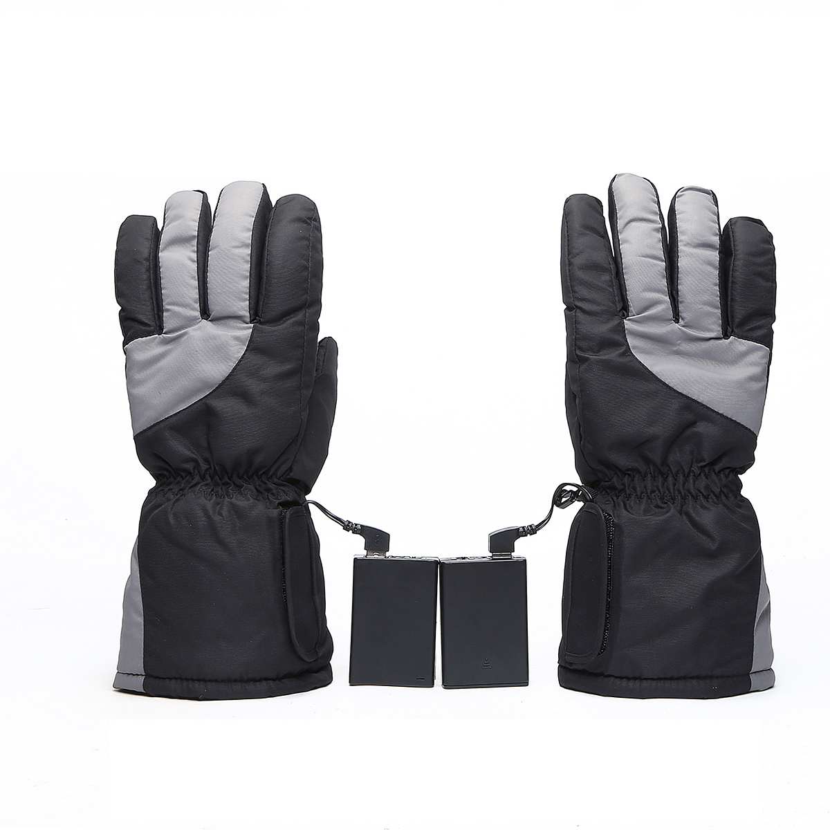 1Pair Motorcycle Gloves Waterproof Electric Heated Moto Touch Screen Battery Powered Motorbike Racing Riding Gloves Winter: Gray Black