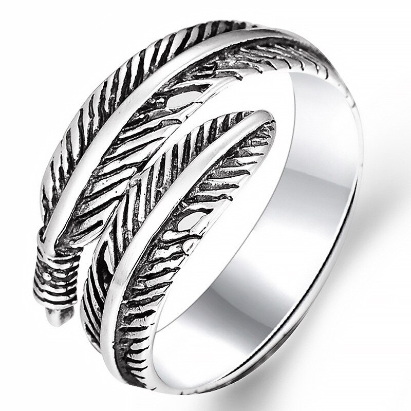 Huitan osobowość Feather pierścienie otwierające dla kobiet prosty stylowy Design Fashion Girls Finger akcesoria Party biżuteria 2021 Hot: M245