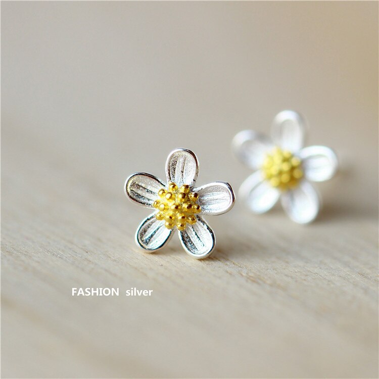 S925 Sterling Silver Earrings With Cute Small Flowers Simple And Fresh Birthday For Girl Friend Ladies Jewelry For Women