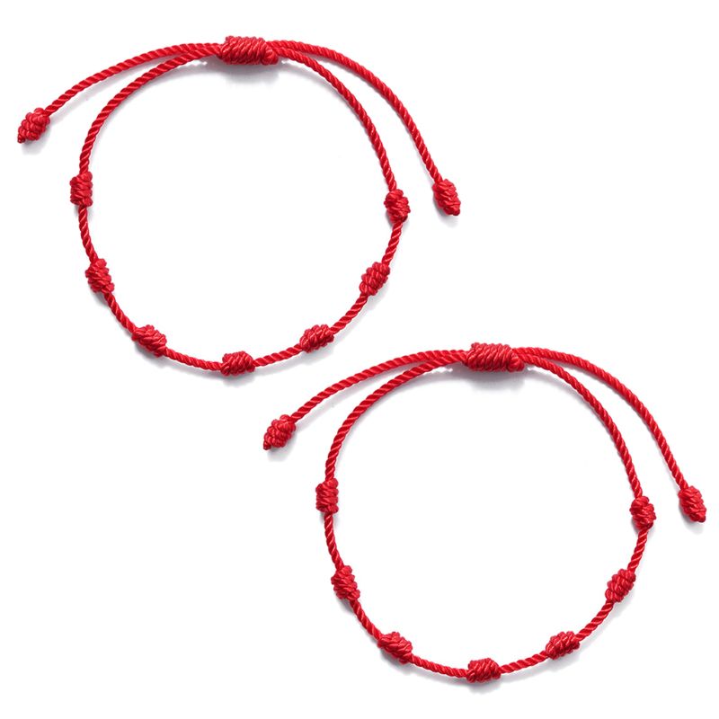 2Pcs 7 Knots Red String Bracelet for Protection Evil Eye Good Luck Amulet for Success and Prosperity Friendship Bracelet