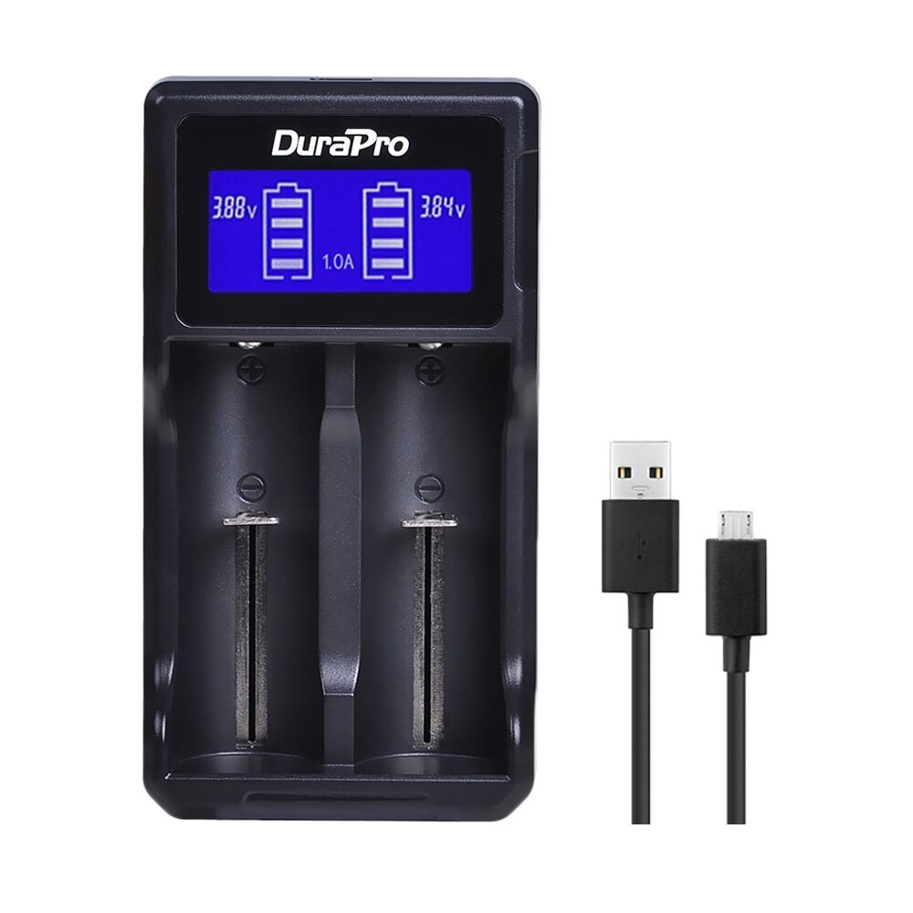 Durapro LCD USB Dual Battery Charger voor 26650 22650 18650 18490 18350 17670 17500 16340 (RCR123) 14500 10440 EEN AA AAA Li-Ion