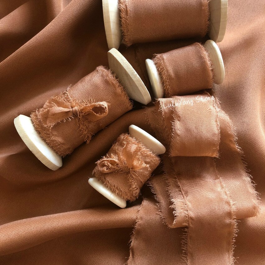 chiffon di seta Del Nastro per Il FAI DA TE dell'invito di Cerimonia Nuziale Scatola Regalo Complementi Arredo Casa dell'arco Dei Capelli Arancione Polveroso Puro Nastri di Seta impalpabile