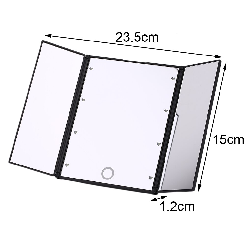 8LEDs Lower power Screen Mirror Tri-Folded Makeup LED Mirror Health Beauty Tool Desktop Mirror