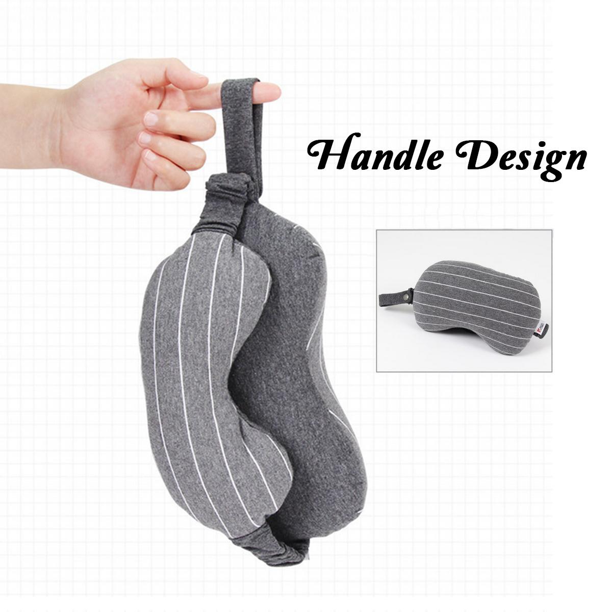 2 in 1 Multi-Function Travel Neck Pillow Eye Mask Storage Bag Portable Handle Adjustable Washable Pillow for Airplane Office
