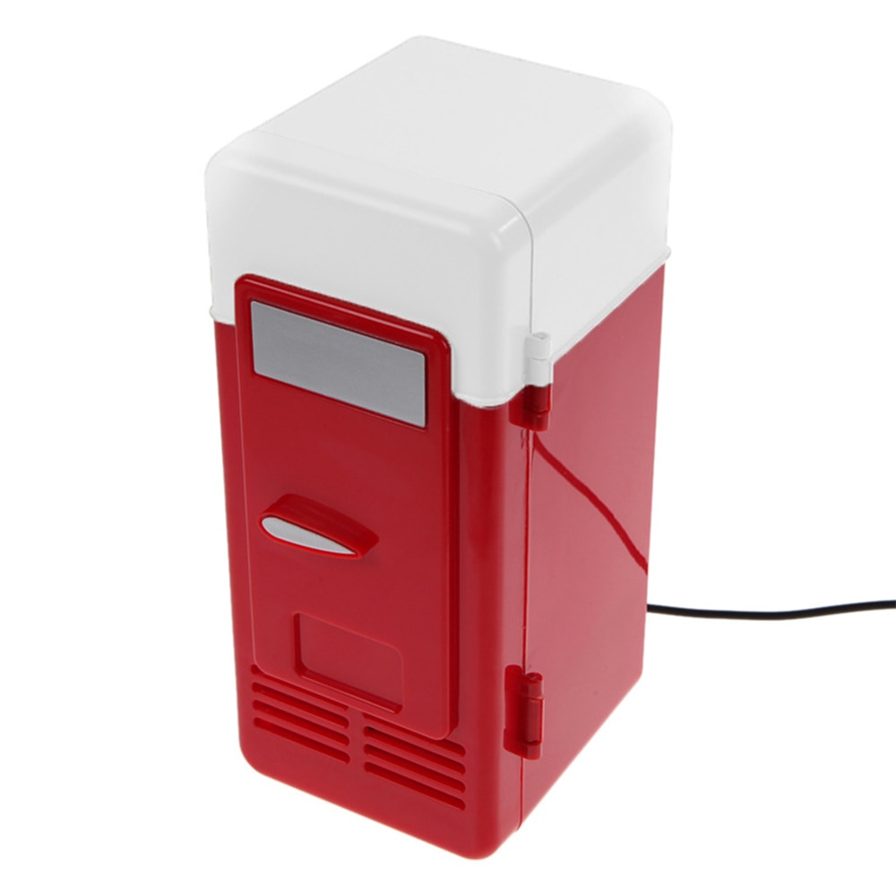 Desktop Mini Fridge USB Gadget Beverage Cans Cooler Warmer Refrigerator With Internal LED Light Car Use Mini Fridge
