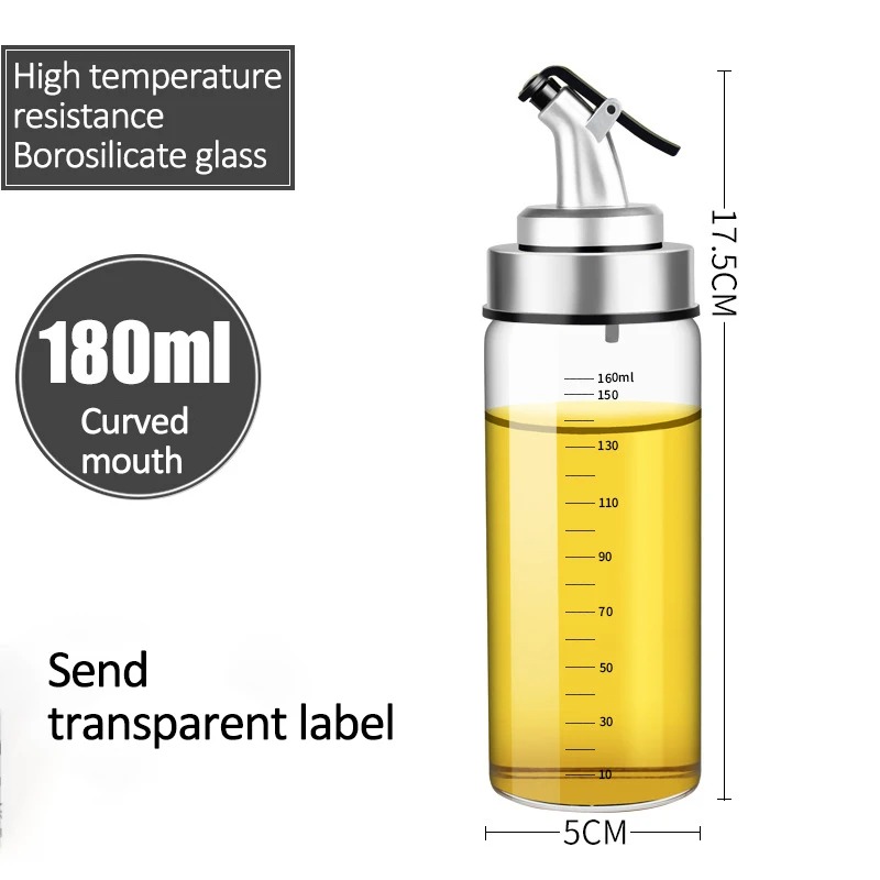Botella de aceite de condimentos para cocina, botella de salsa, botellas de almacenamiento de vidrio para aceite y vinagre, dispensador de aceite para cocina, 180/300/500ml
