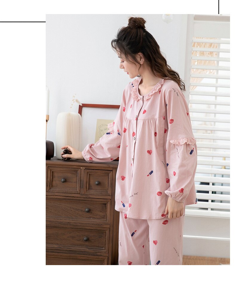 Fdfklak m -5xl butikk størrelse fødselspermisjon klær sett vår høst fôringe pyjamas klær til ammende mødre pijama mors