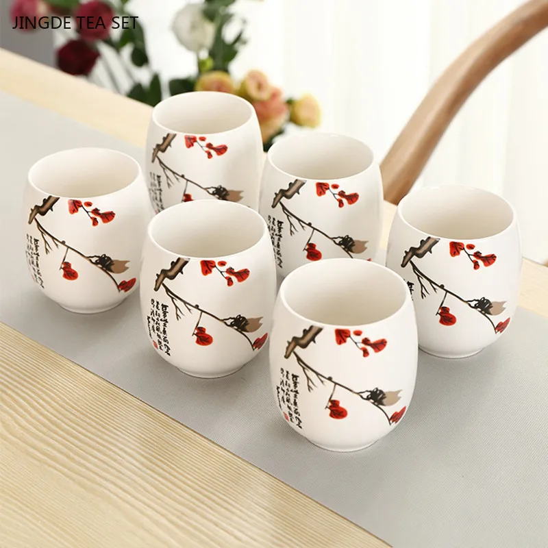 Taza de té de cerámica china hecha a mano, tazas de té de porcelana blanca, taza de café, juego de té maestro, accesorios, artículos para beber para el hogar, 1 ud.