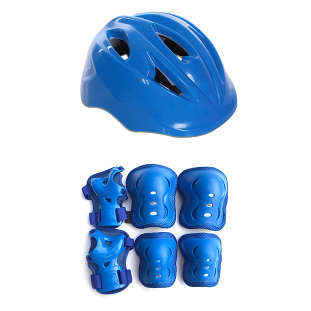 Kids Safety Helmet Knee Elbow Pad Sets Children Cycling Skateing Helmet Protection Safety Guard kids Sport Grotective Gear: Blue