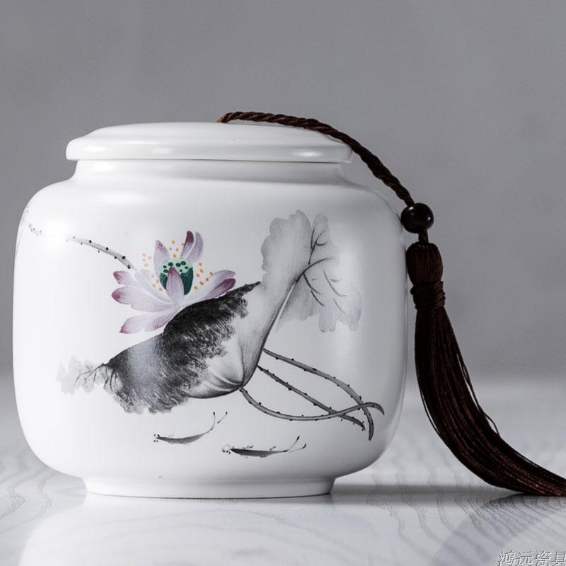 Ceramic Large Tea Caddies Handmade Chinese Moisture Proof Seal Tea Coffee Sugar Storage Jars Caja Para Te Home Storage 50