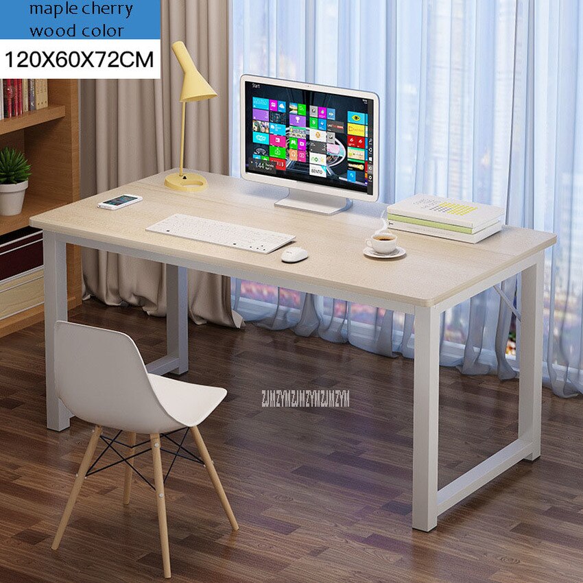 120/140cm*60*72cm Computer Desk Laptop Table for Home Office Working Study Wooden Desktop Steel Frame Durable Simple Desk Table: 120cm Color B