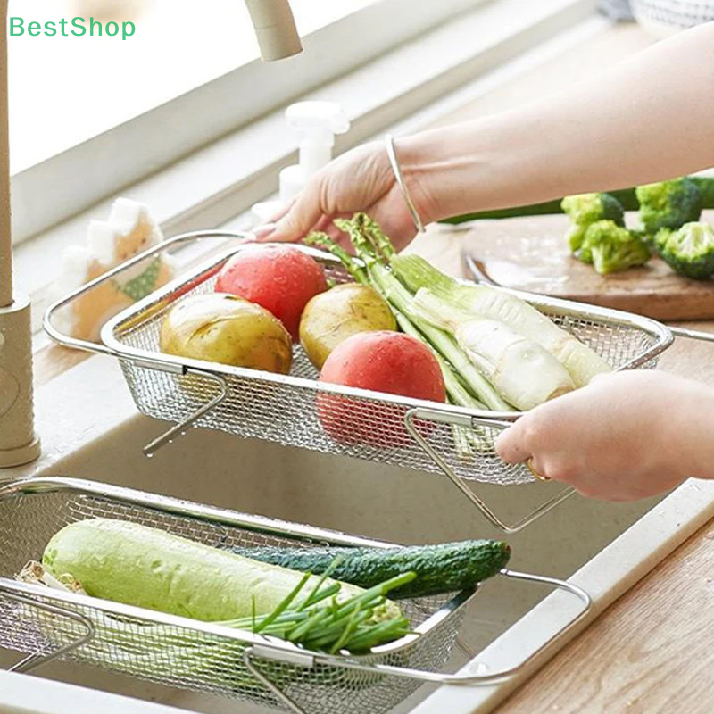 Colador de fregadero, escurridor, cesta de fregadero expandible de acero inoxidable, colador para verduras, frutas, platos de Pasta