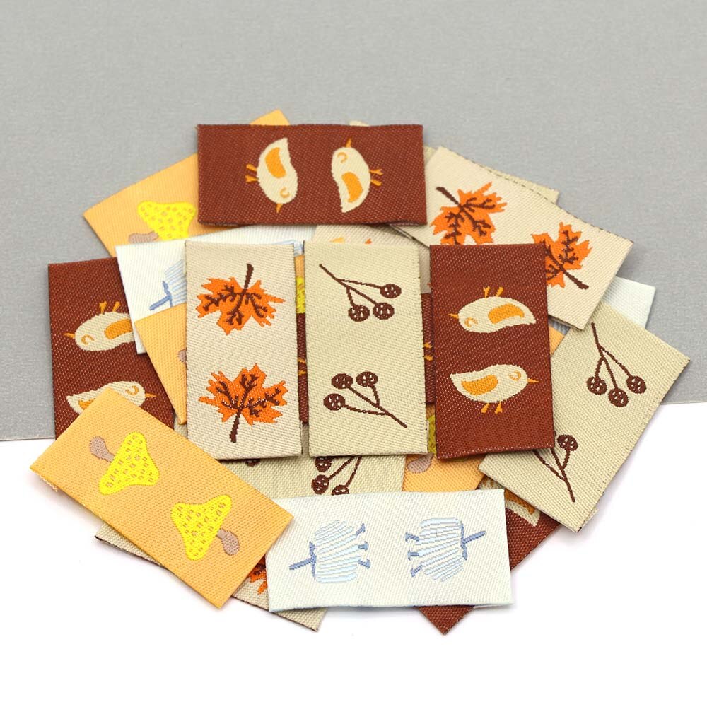 50 Stuks Kleding Labels Maple Leaf Vogels Paddestoel Handgemaakte Tags Voor Kinderkleding Katoen Hand Gemaakt Label Kledingstuk Accessoires